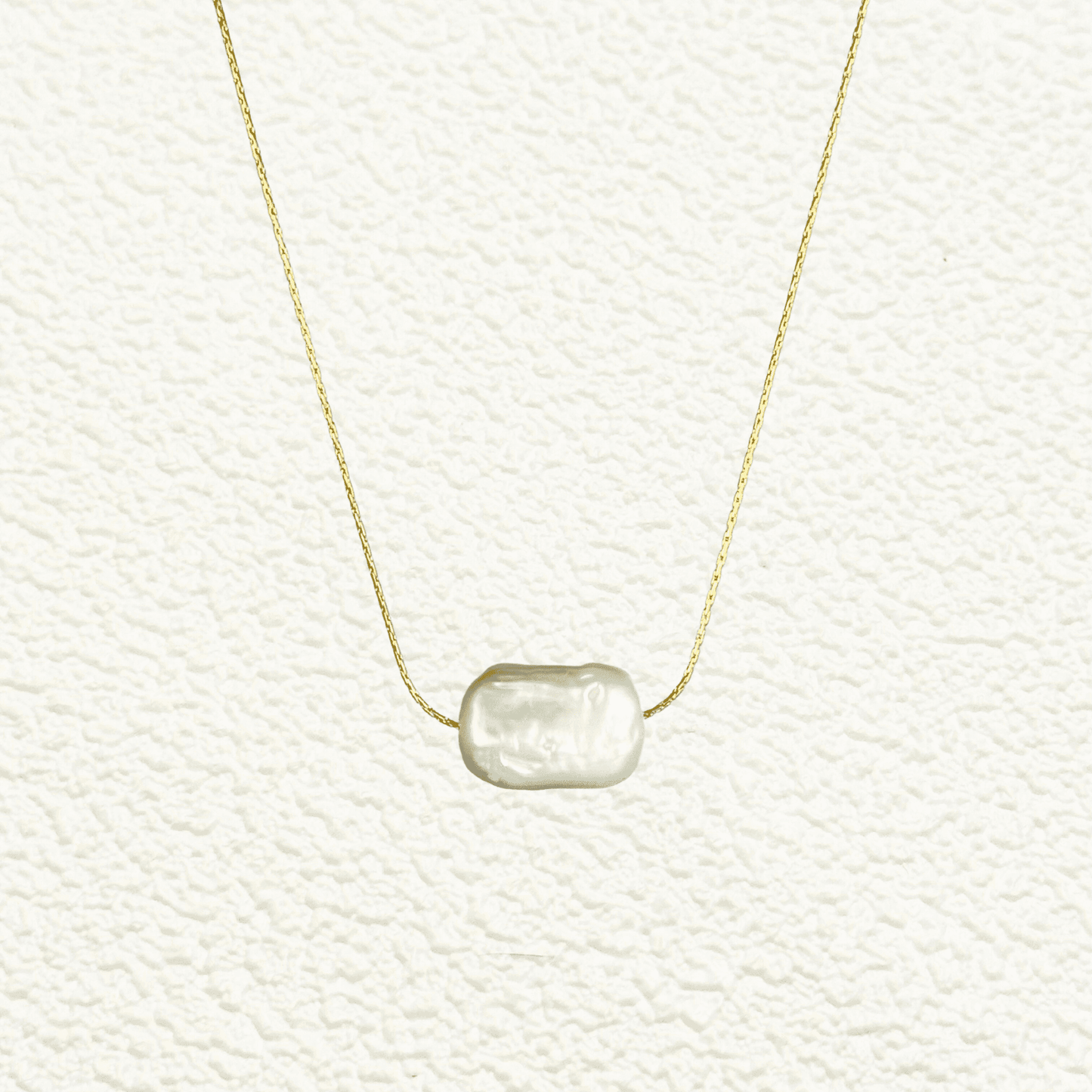 baroque rectangle pearl necklace available in gold-filled and sterling silver chains – minimalist handcrafted pearl jewelry for layering or gifting