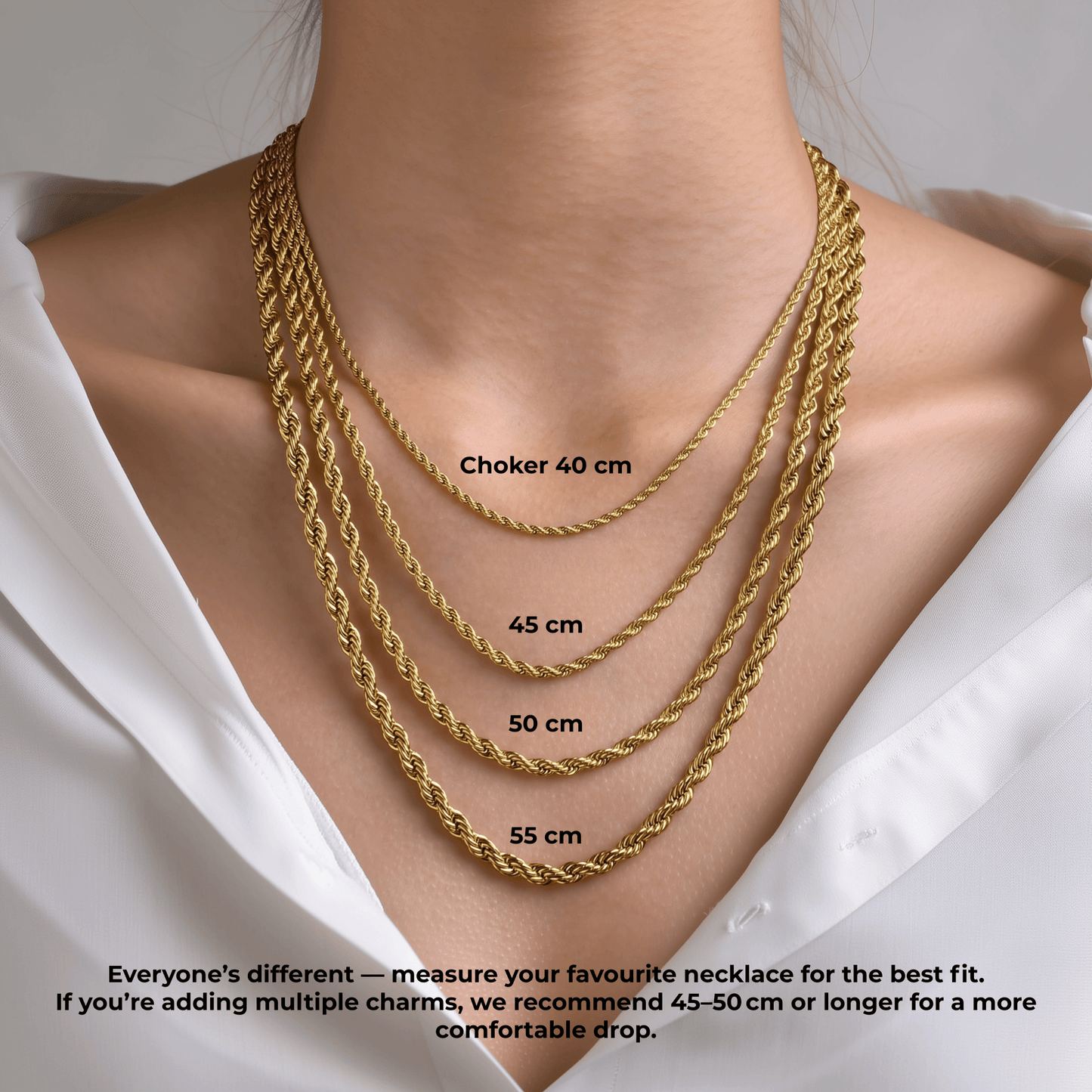 Custom Detachable Charm Rectangular Ring Necklace – Initial, Evil Eye & Heart for Love & Protection