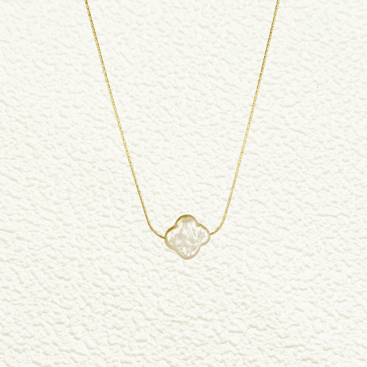 Baroque clover freshwater pearl necklace with 14k gold-filled and sterling silver chain, minimalist handcrafted jewelry for luck and elegance