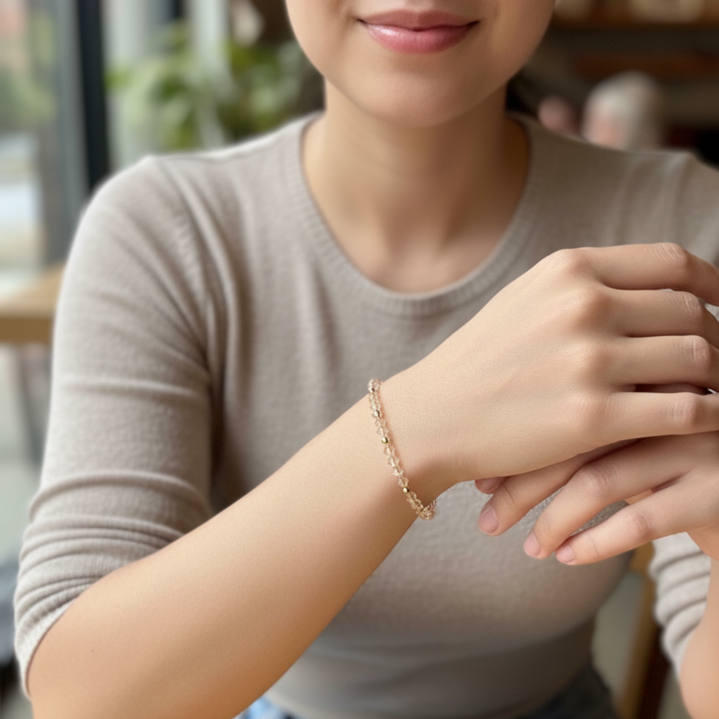 Champagne Crystal & Gold Bracelet