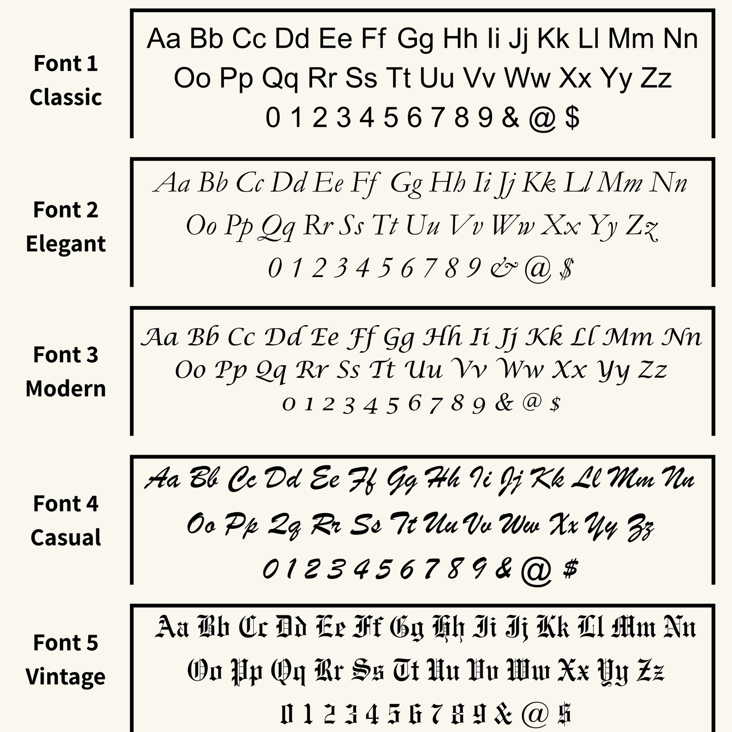 mxw jewellery engrave font types