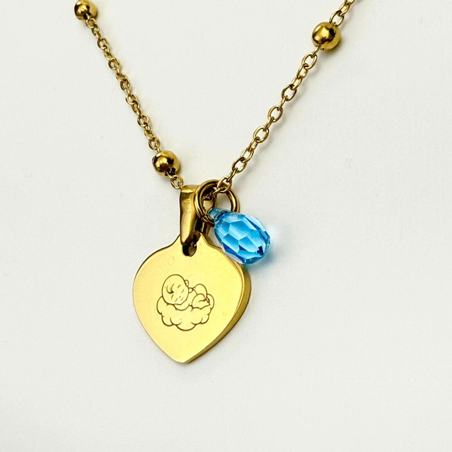 Custom engravable heart necklace with Swarovski birthstone, personalised jewellery, gold snake chain layering option.