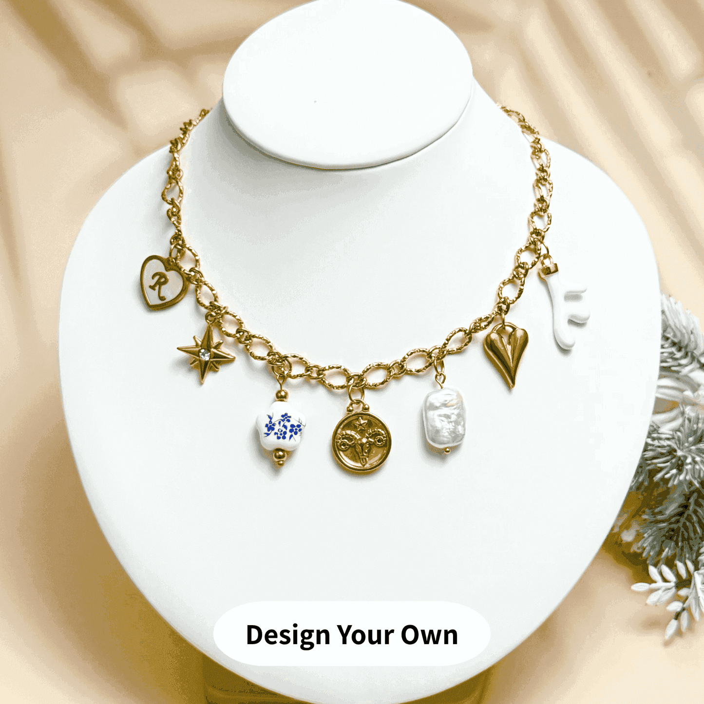 Extra thick gold linked chain for custom charm necklace – build your own look