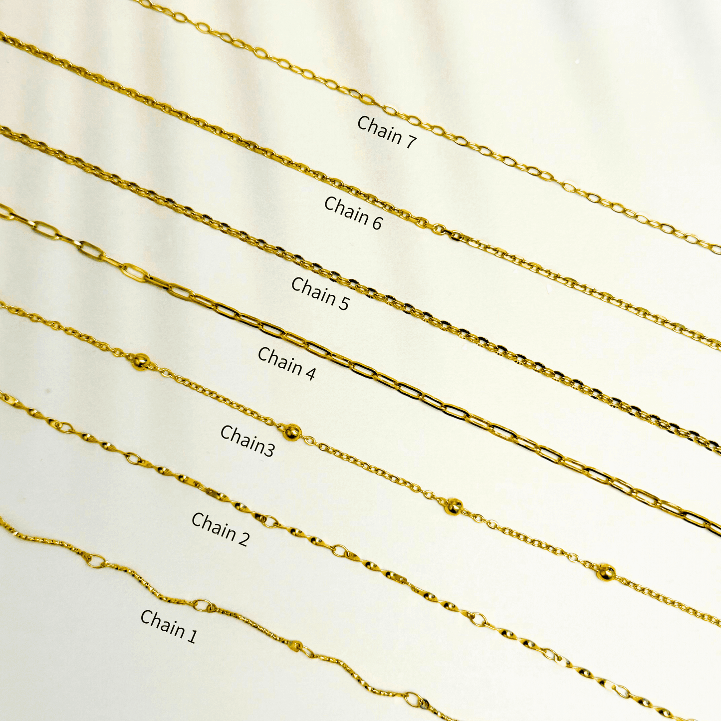 Thin linked gold chain charm necklace with customisable charms β dainty, handmade, and waterproof