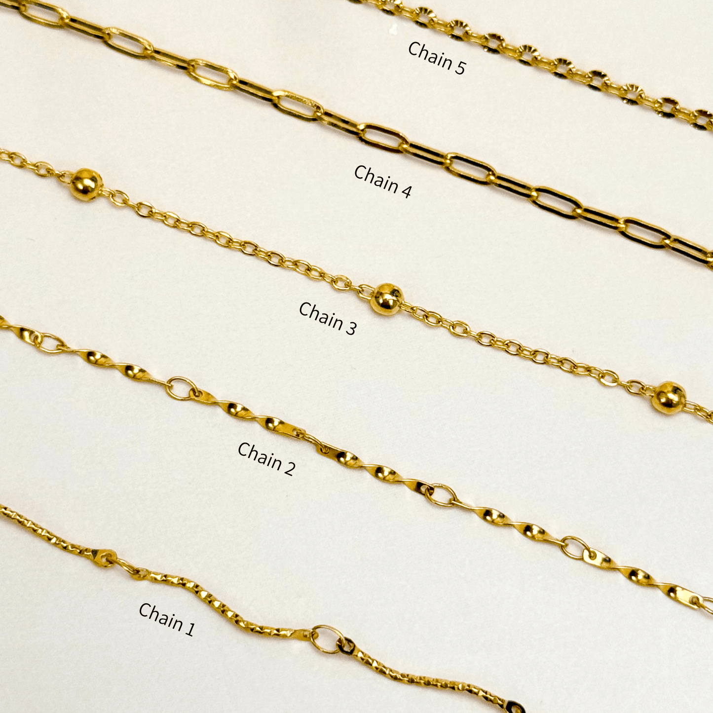 Thin linked gold chain charm necklace with customisable charms β dainty, handmade, and waterproof