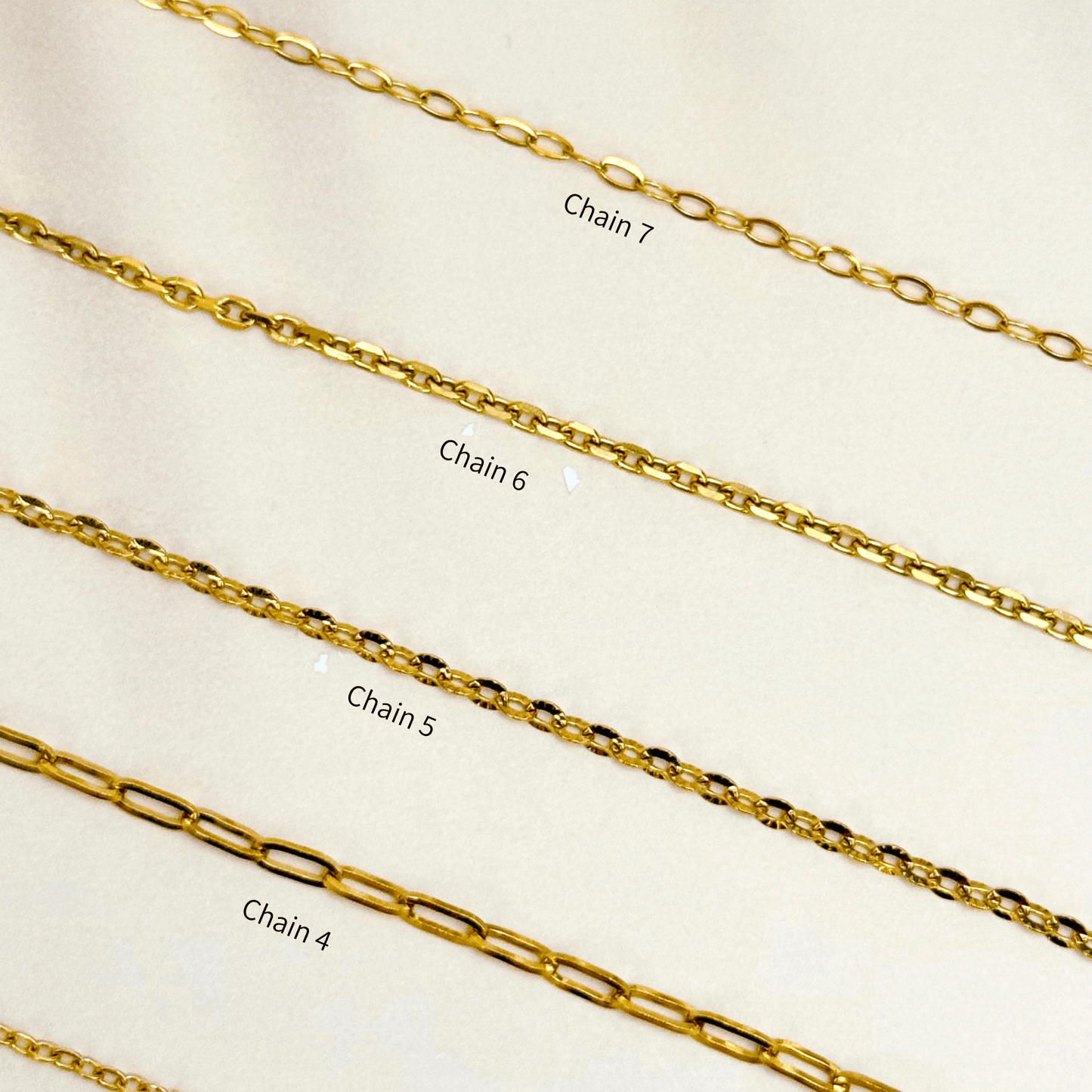 Thin linked gold chain charm necklace with customisable charms β dainty, handmade, and waterproof