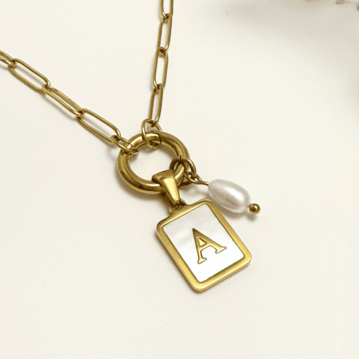 Custom detachable charm ring necklace with waterproof gold chain and personalised charms