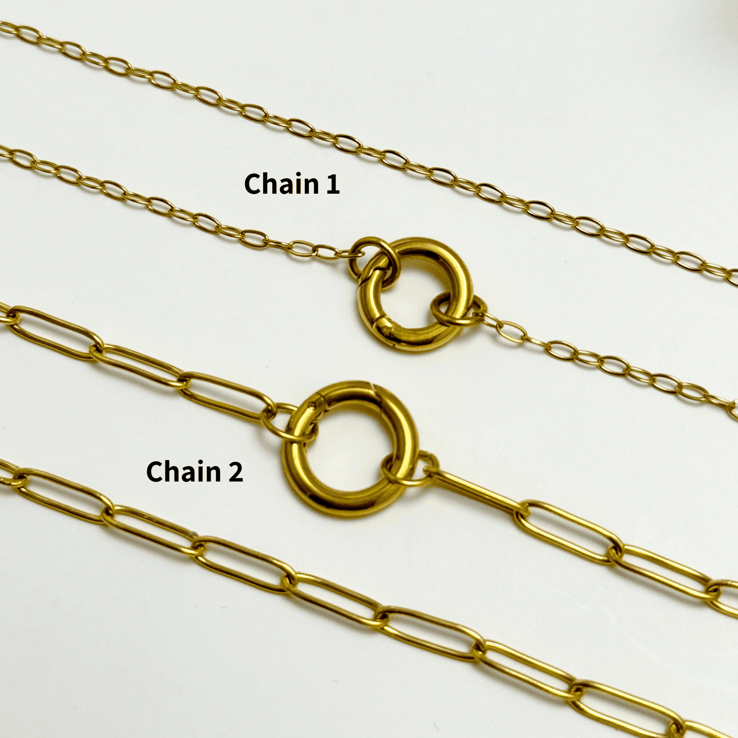 Custom detachable charm ring necklace with waterproof gold chain and personalised charms