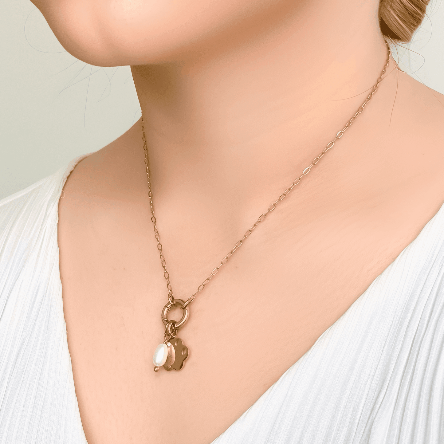 Custom detachable charm ring necklace with waterproof gold chain and personalised charms
