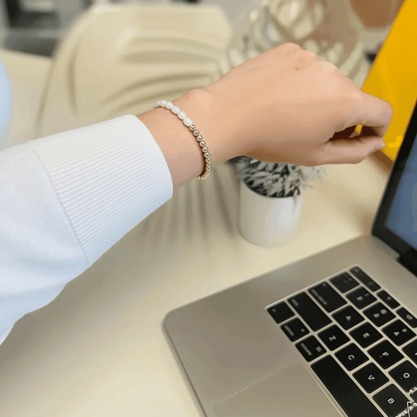 bracelet featuring freshwater pearls and gold-filled or sterling silver beads, elegant handcrafted jewellery by MXW Jewellery