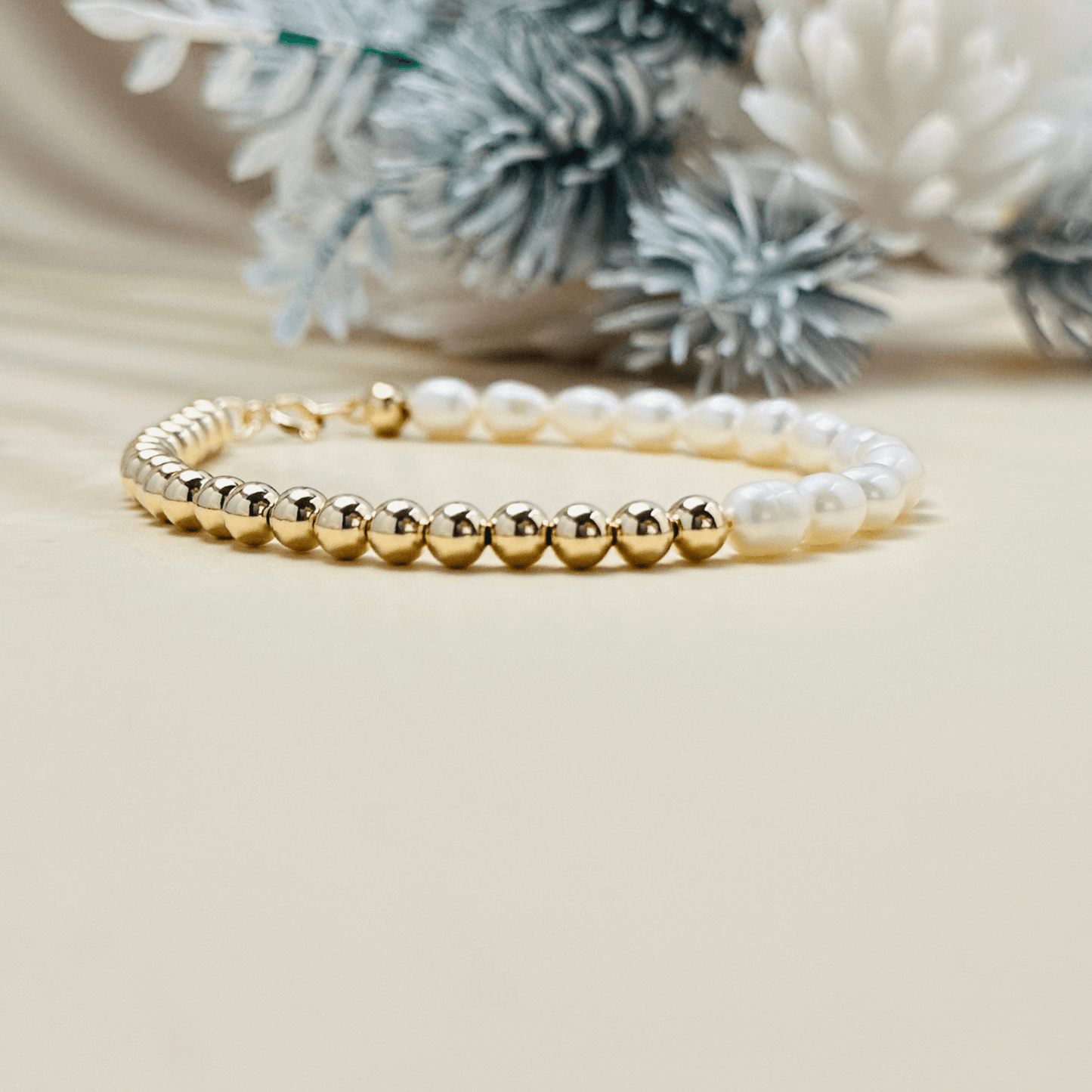 bracelet featuring freshwater pearls and gold-filled or sterling silver beads, elegant handcrafted jewellery by MXW Jewellery