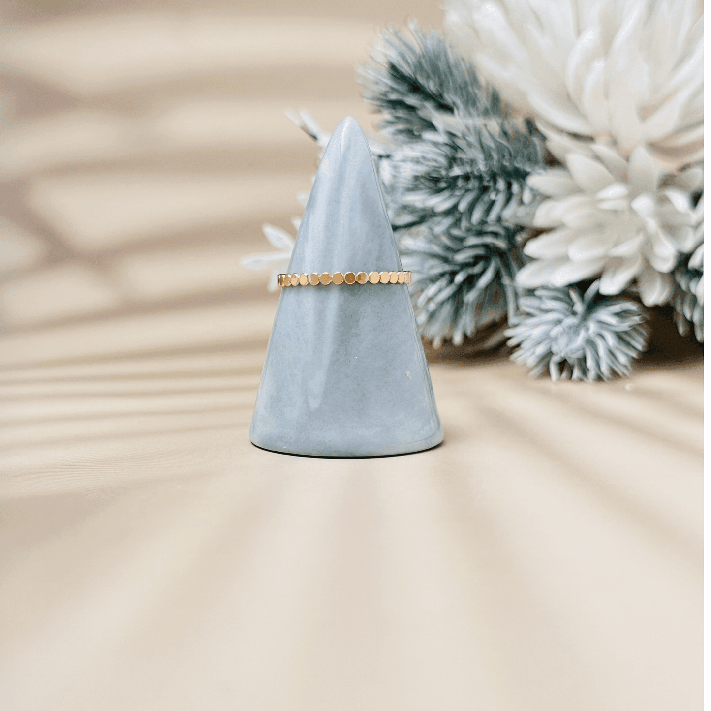 gold-filled flat disc stackable ring, minimalist jewellery with a sleek and elegant design.