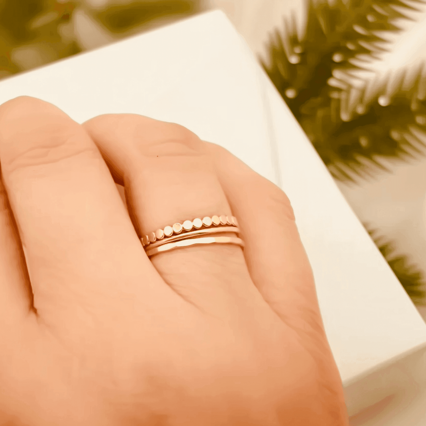 gold-filled flat disc stackable ring, minimalist jewellery with a sleek and elegant design.