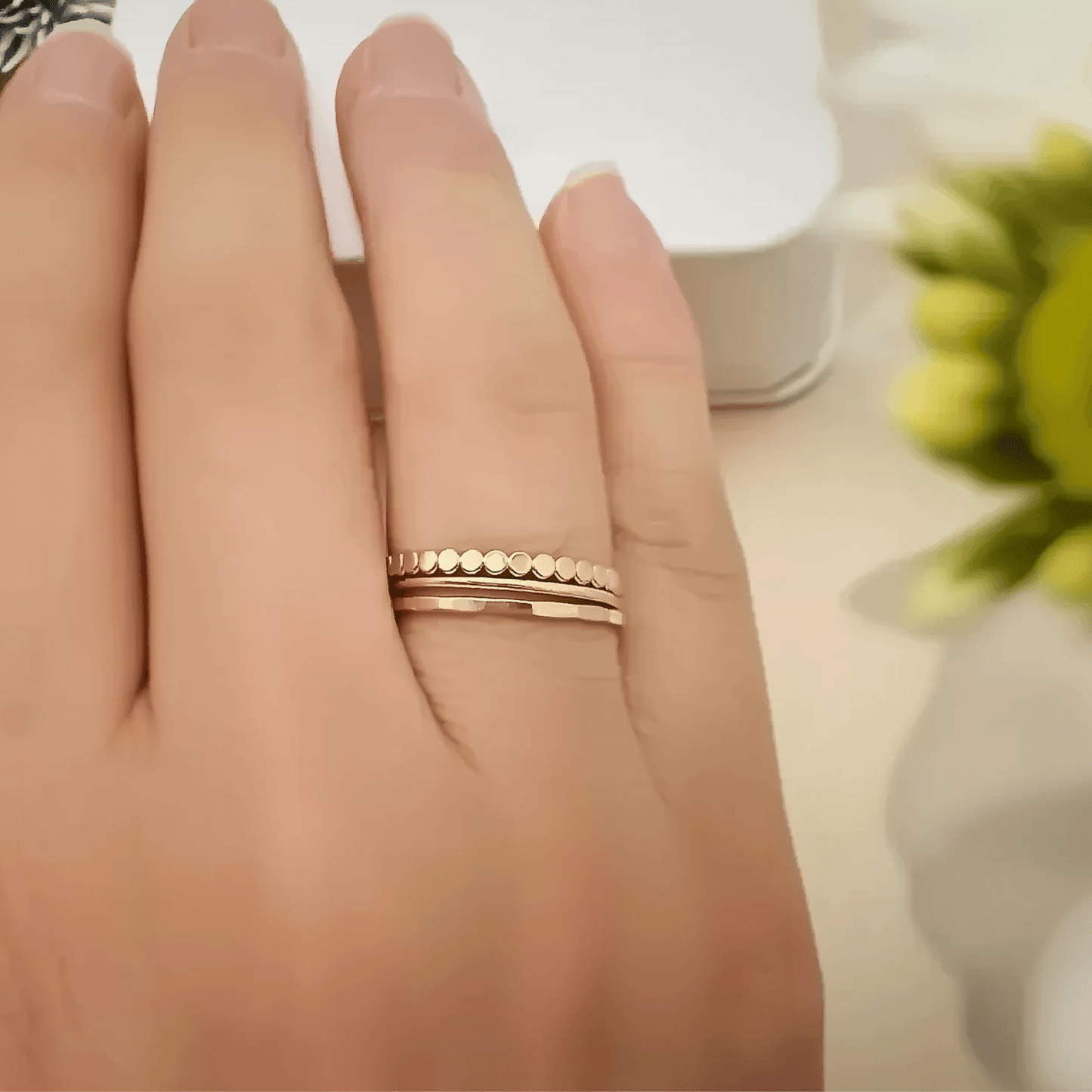 gold filled stackable ring, minimalist and sleek design, perfect for everyday wear or stacking with other rings.