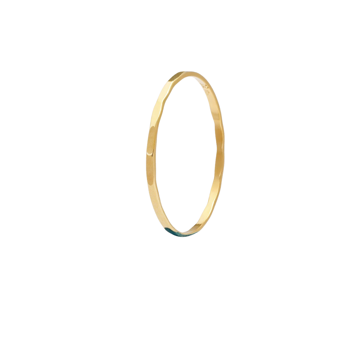 gold filled stackable ring with a textured hammered finish, minimalist and elegant design.