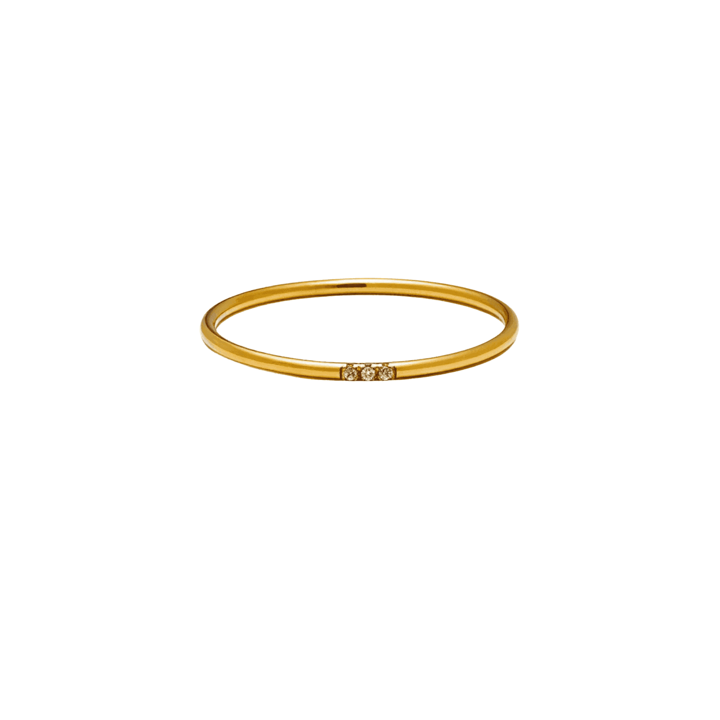 gold filled Tiny Diamond Stackable Ring with three sparkling diamonds, minimalist and versatile design.