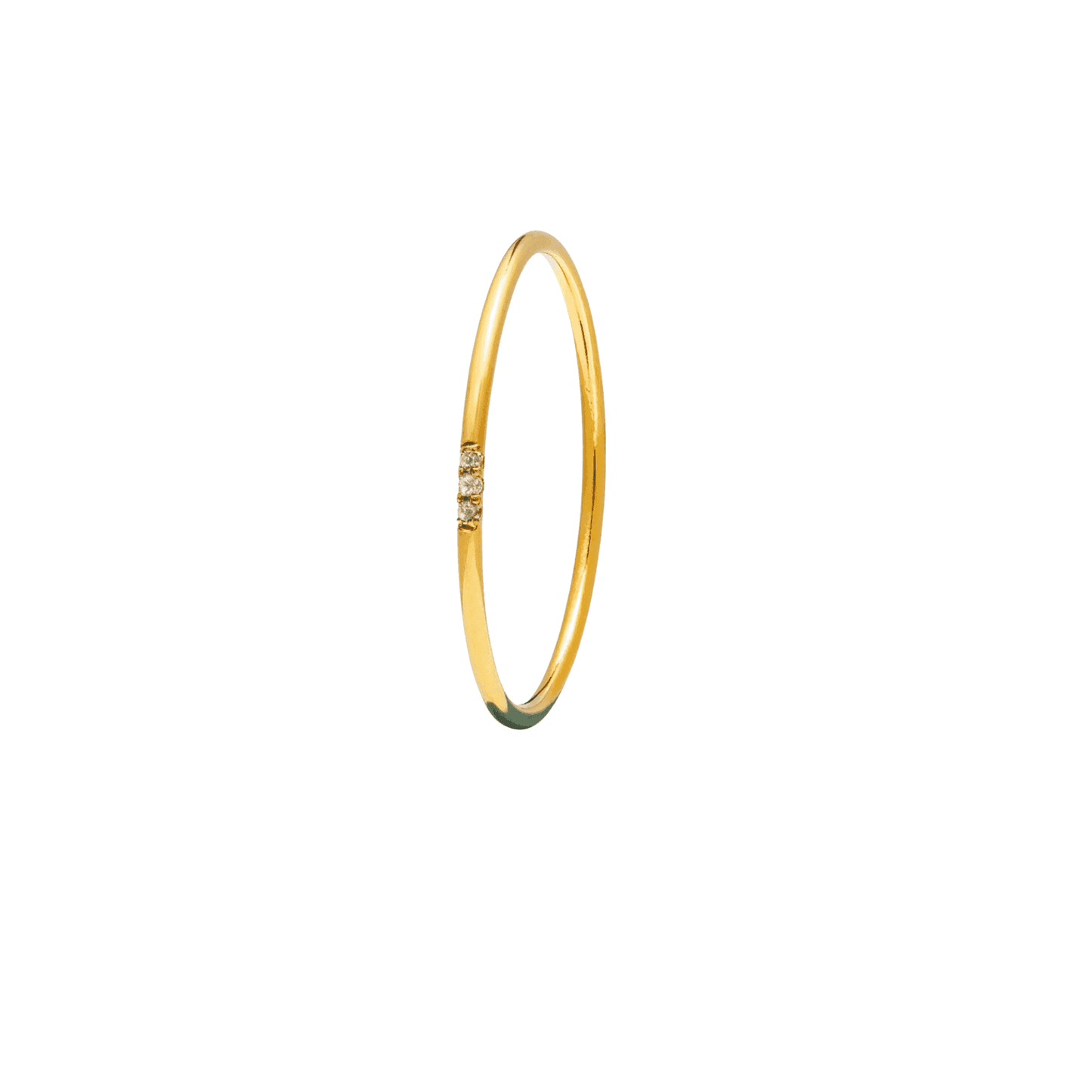 gold filled Tiny Diamond Stackable Ring with three sparkling diamonds, minimalist and versatile design.