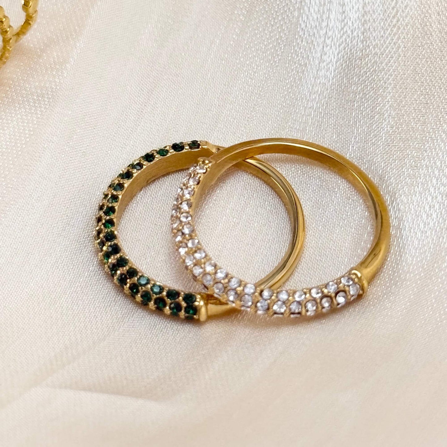 Gold stacking adjustable rings featuring natural stones and intricate boho designs. Waterproof and stylish, perfect for layering and everyday wear.