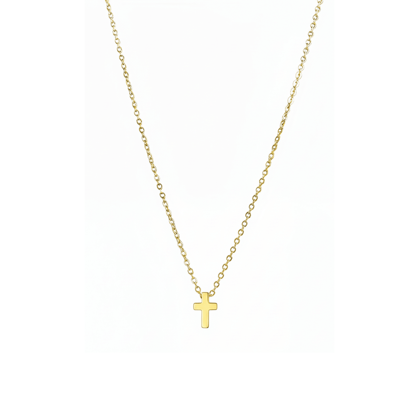 Gold tiny cross necklace symbolising faith and grace – MXW Jewellery