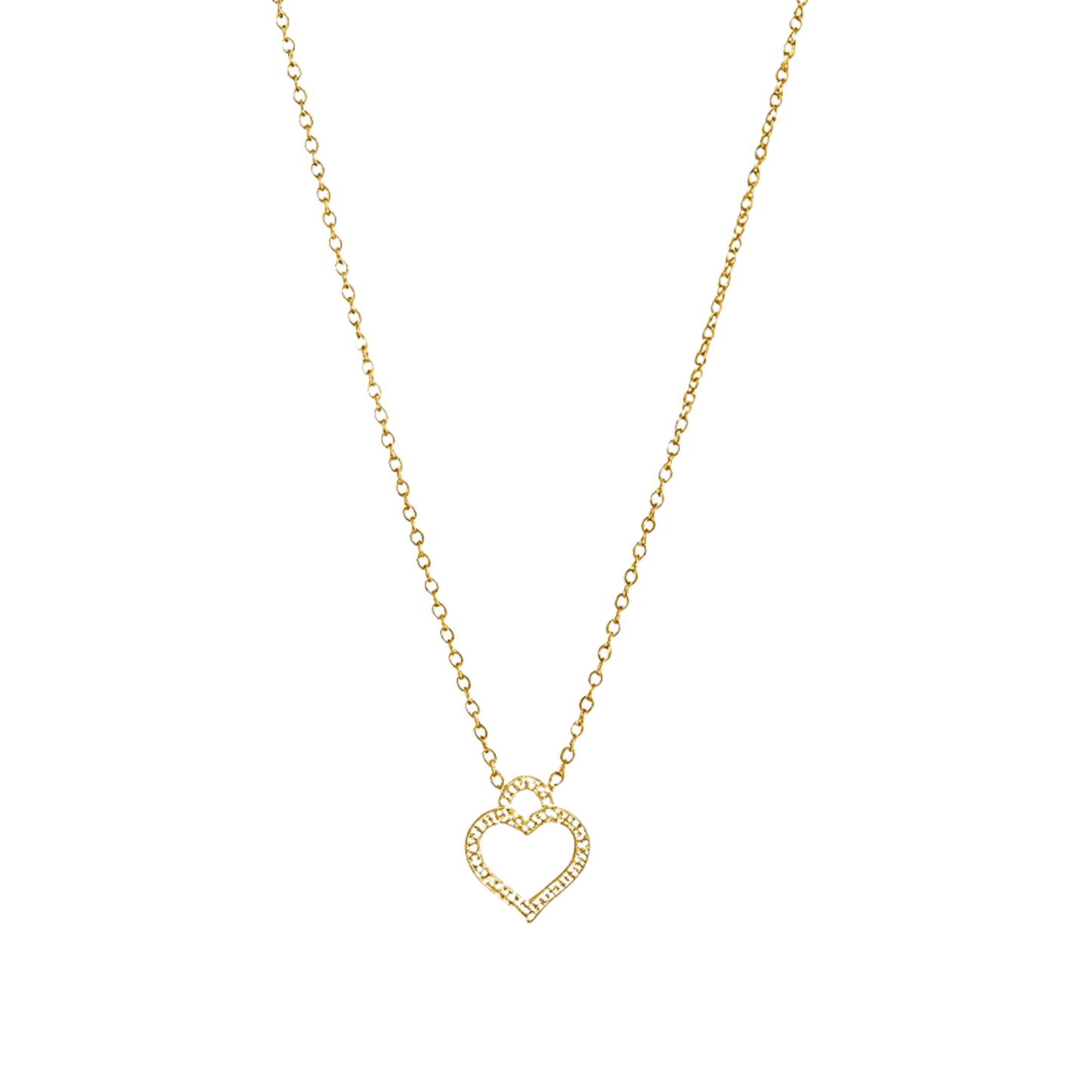 Gold-plated stainless steel heart necklace with zircon accents, dainty and waterproof