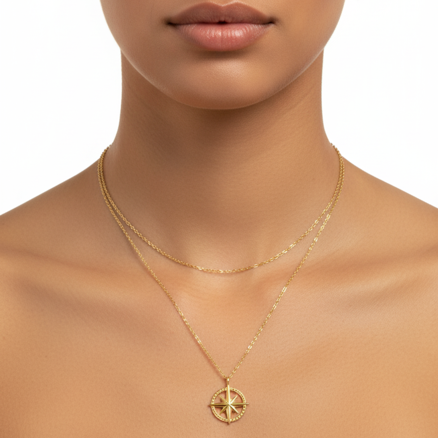 Gold compass necklace symbolising guidance and meaning – MXW Jewellery