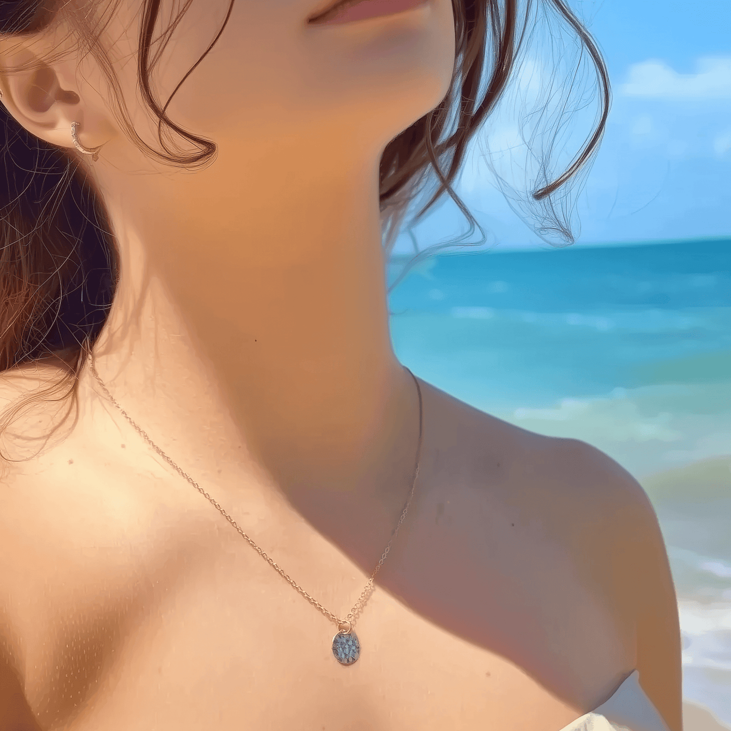 hammered gold disc pendant necklace in 14k gold-filled finish, waterproof minimalist layering jewellery