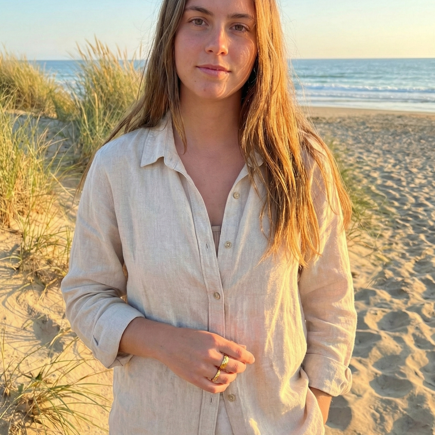 Molten Wave Gold Band – Wide in textured gold finish