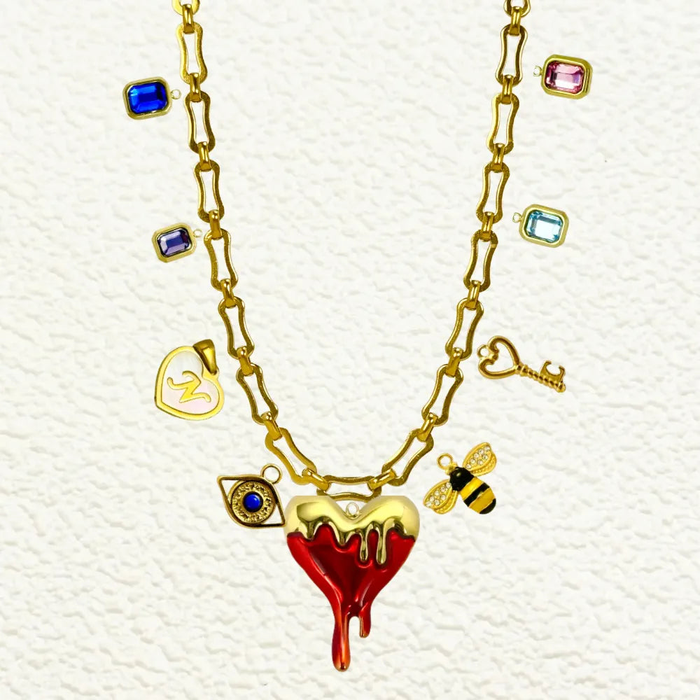 Custom Thick Linked Chain Charm Necklace