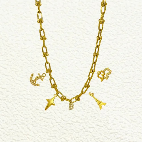 Custom Thick Linked Chain Charm Necklace