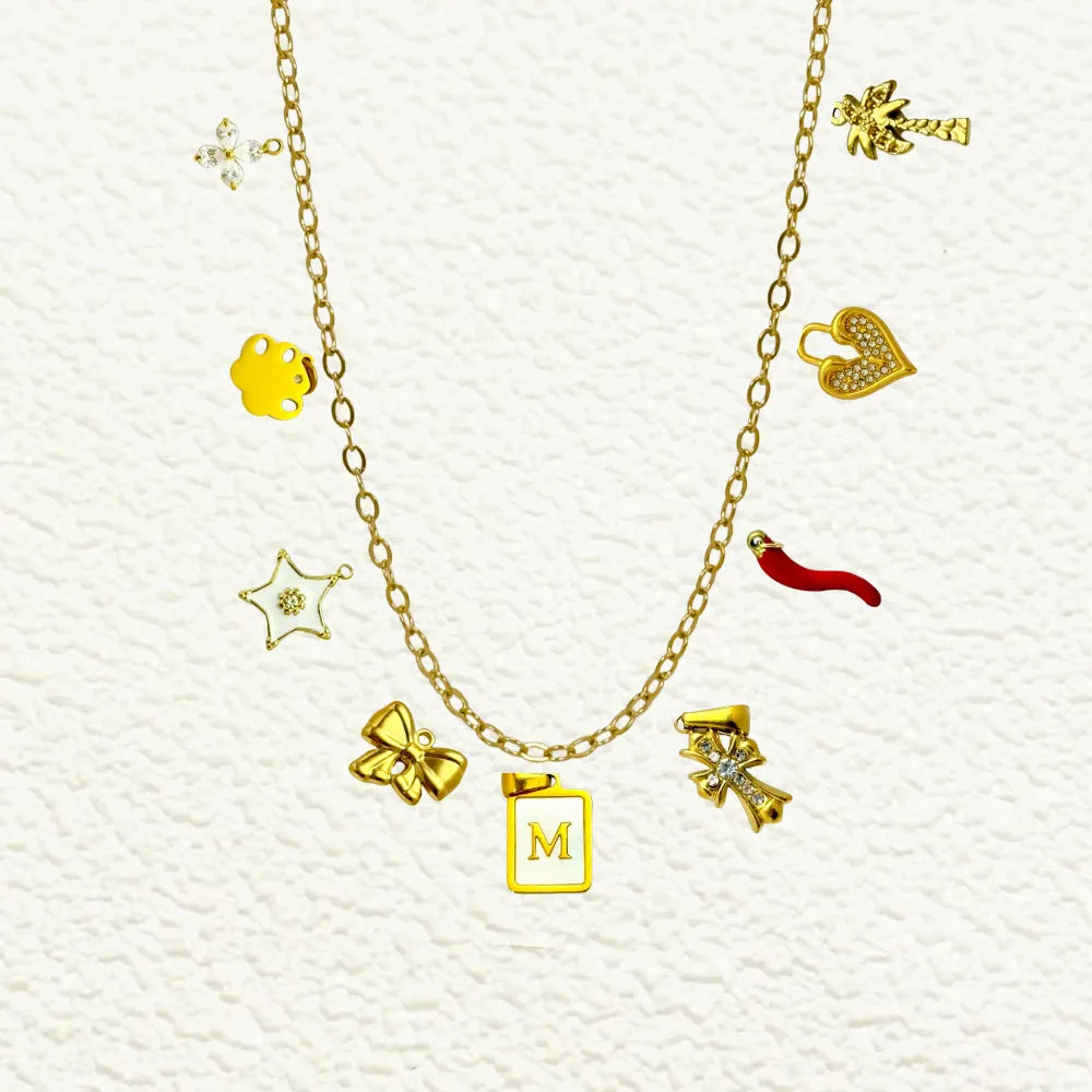 Custom Medium Thick Linked Chain Charm Necklace