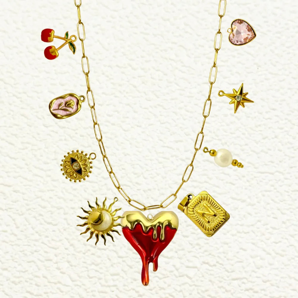 Custom Medium Thick Linked Chain Charm Necklace