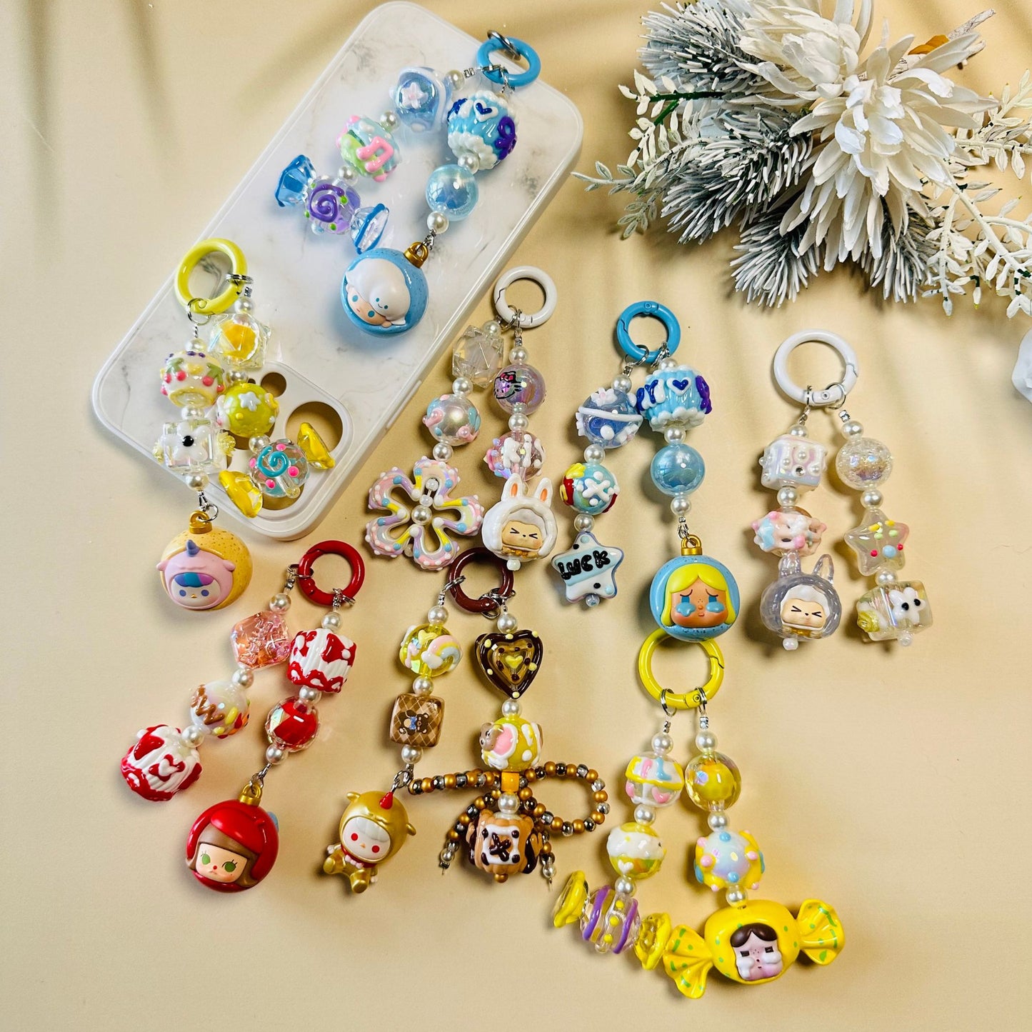 Cute Genuine Pop Mart Pop Bean Keychain