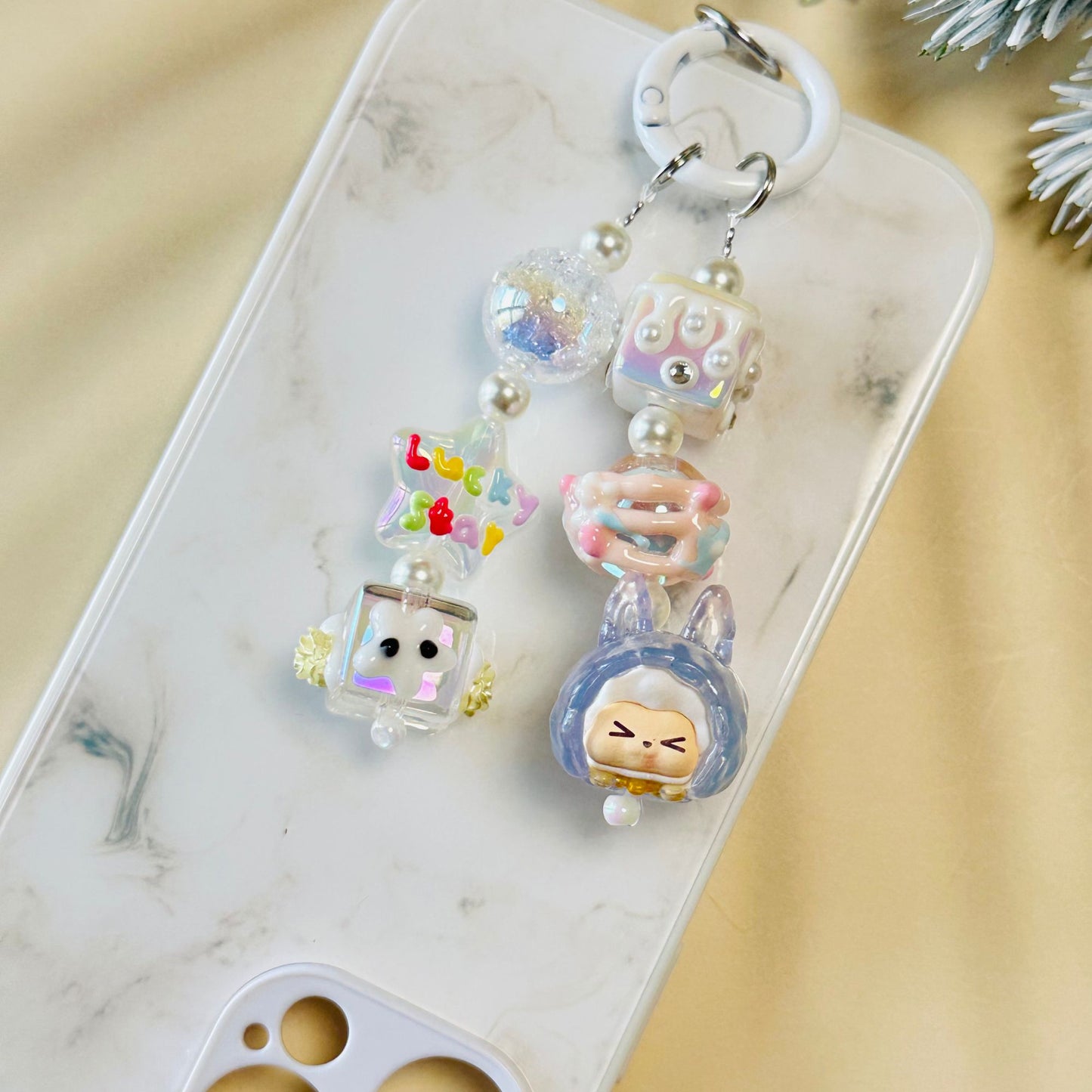 Cute Genuine Pop Mart Pop Bean Keychain