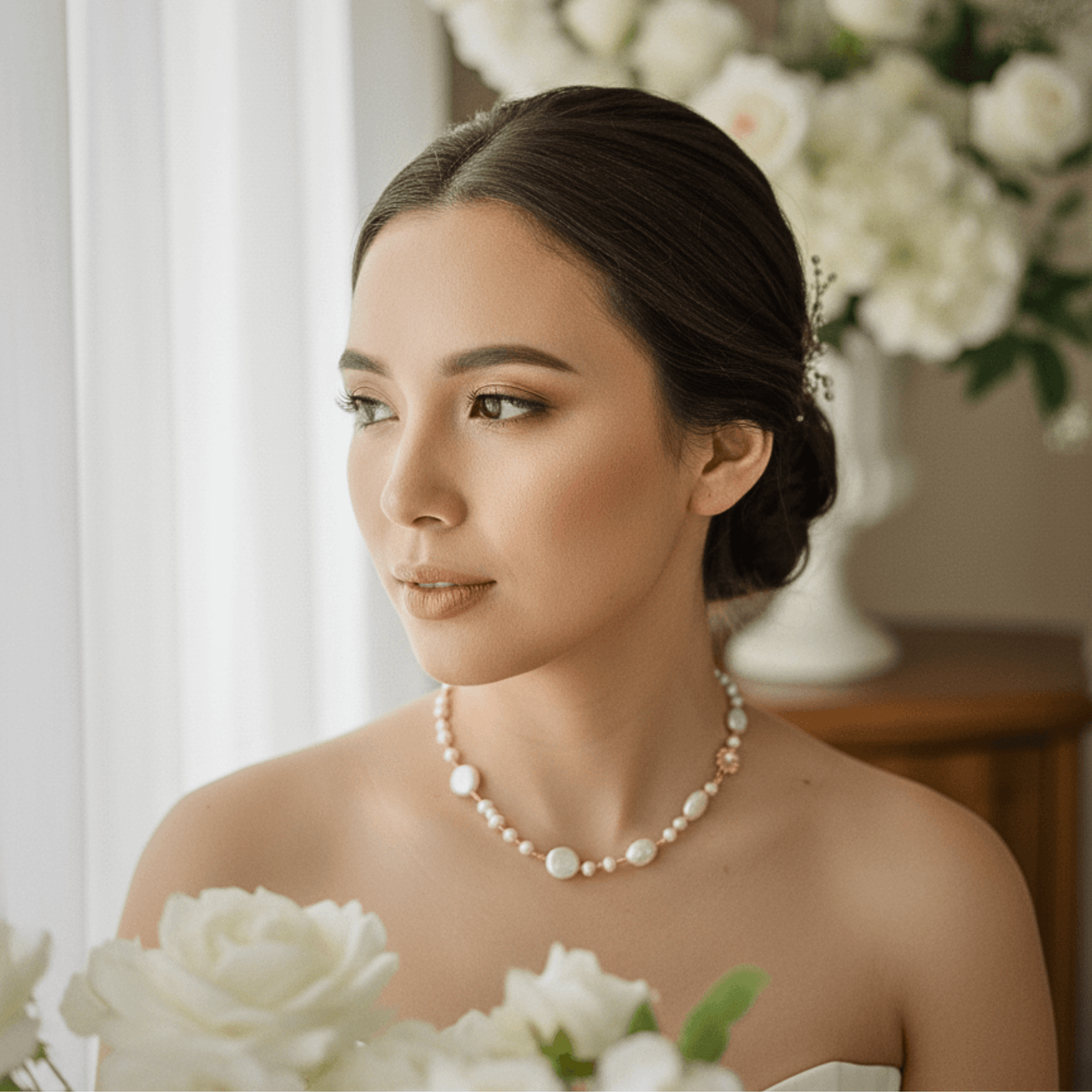 Gold and pearl sunburst necklace with baroque pearls and vintage-inspired design