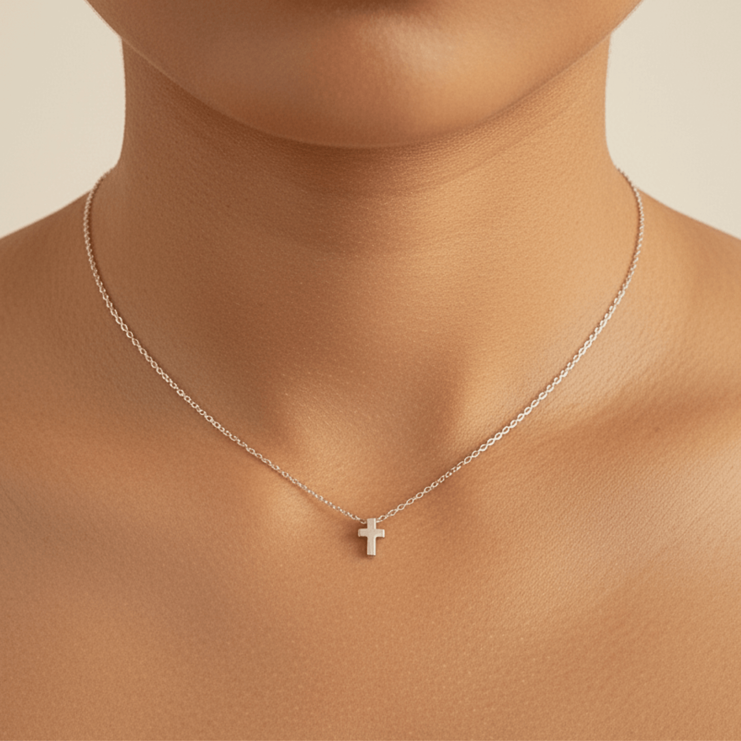Silver tiny cross necklace symbolising faith and grace – MXW Jewellery