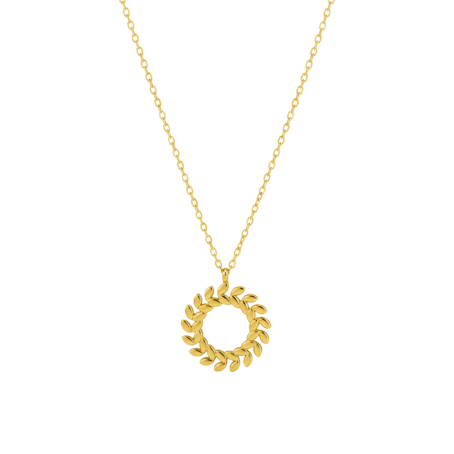 Gold laurel wreath necklace symbolising progress and resilience – MXW Jewellery