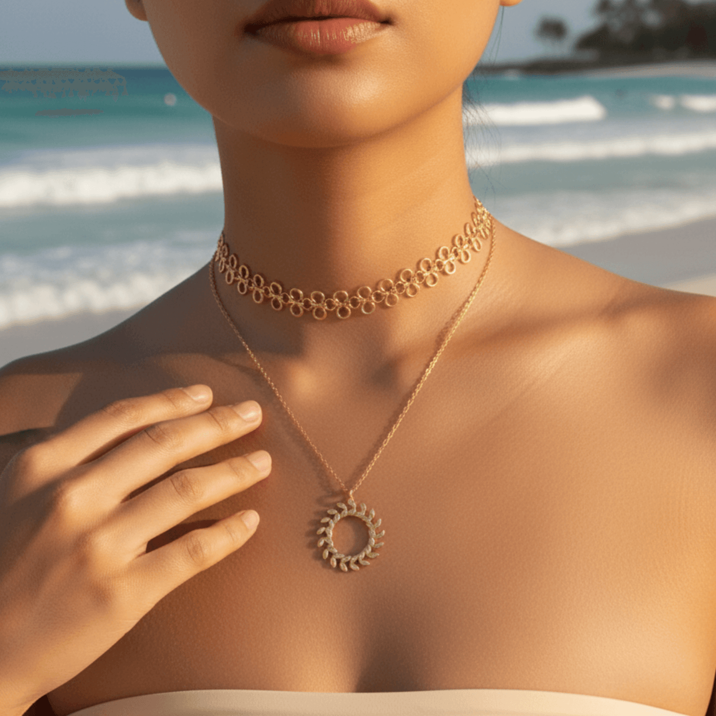 Gold laurel wreath necklace symbolising progress and resilience – MXW Jewellery