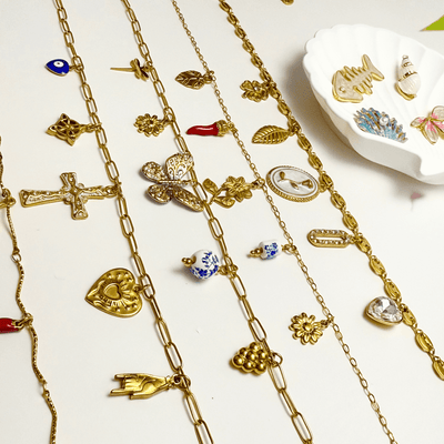 Design your own waterproof charm jewellery – over 500 charms and 40+ chain styles to create unique necklaces, bracelets, and earrings