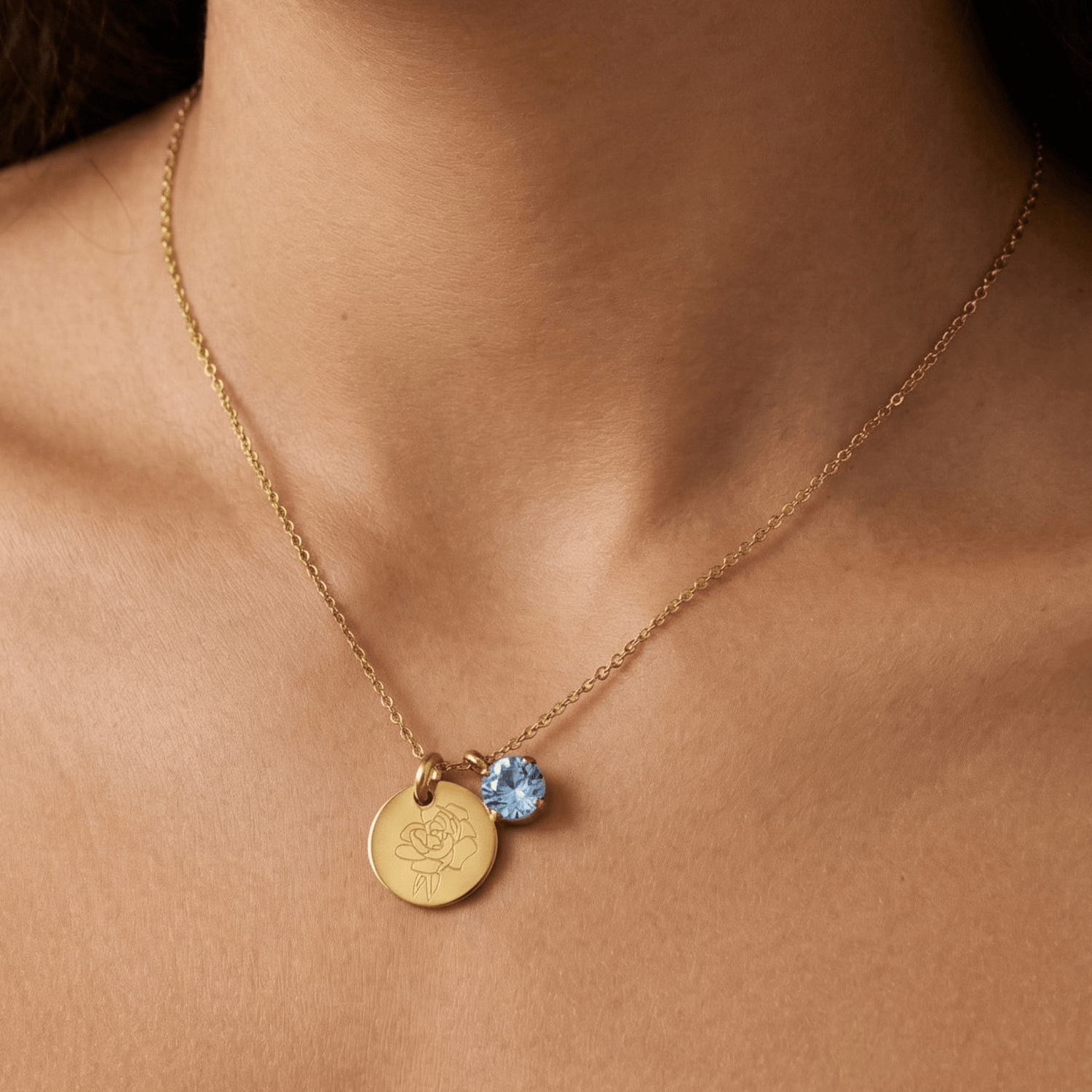 Custom birthstone and letter pendant necklaces – meaningful personalised gifts.