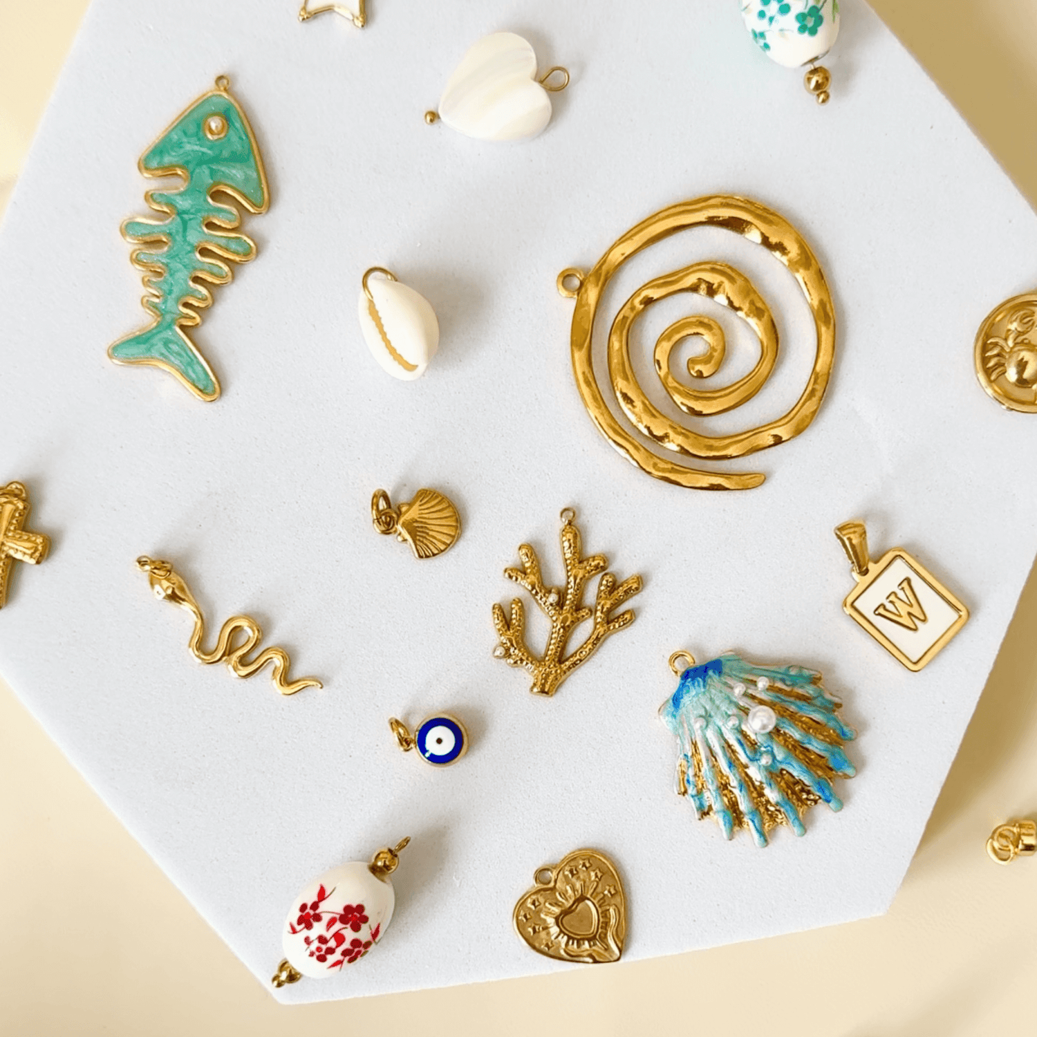 Charms and pendants – waterproof gold flower, leaf, ocean, faith, pearl, and personalised jewellery – MXW Jewellery