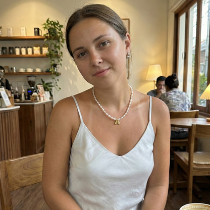 Freshwater Pearl Gold Bubble Initial Necklace – MXW Jewellery