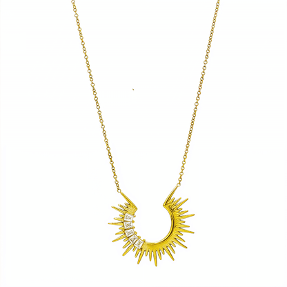 Gold Crescent Sunburst Necklace – MXW Jewellery