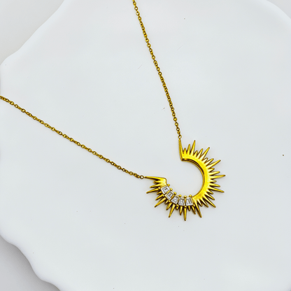 Gold Crescent Sunburst Necklace – MXW Jewellery