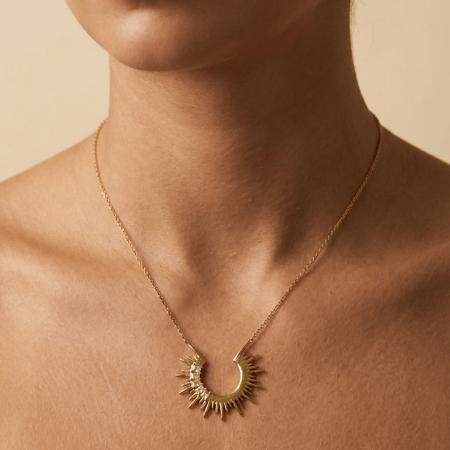 Gold Crescent Sunburst Necklace – MXW Jewellery