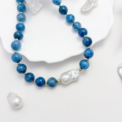 Apatite Baroque Pearl Gold Necklace