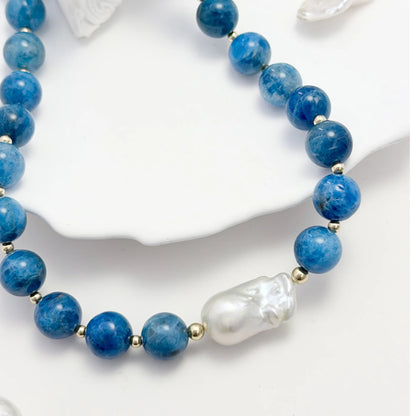 Apatite Baroque Pearl Gold Necklace