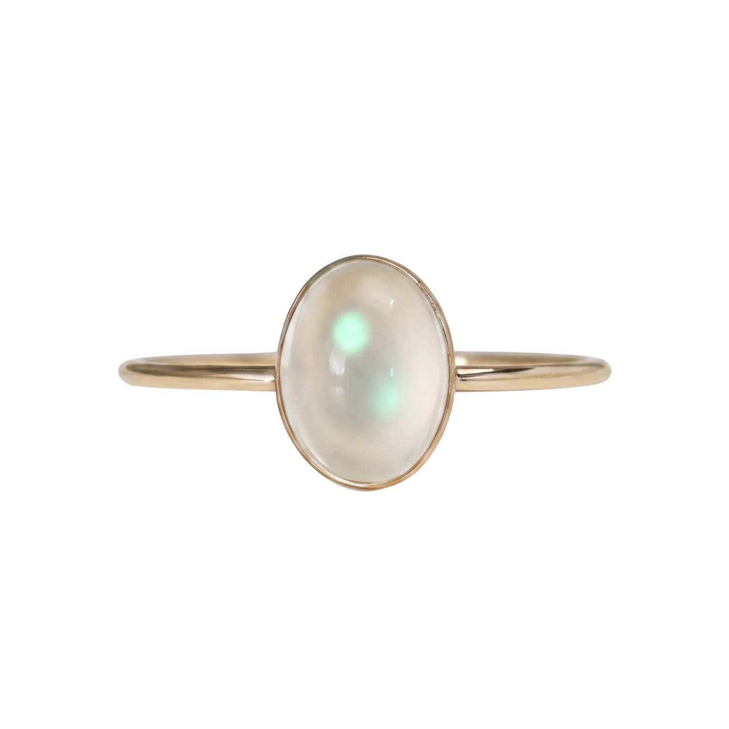 MXW natural oval white moonstone April birthstone stacking ring in 14K gold-filled metal