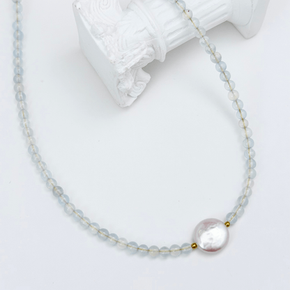 Aquamarine Baroque Pearl Necklace – MXW Jewellery