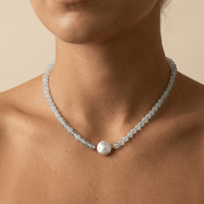 Aquamarine Baroque Pearl Necklace – MXW Jewellery