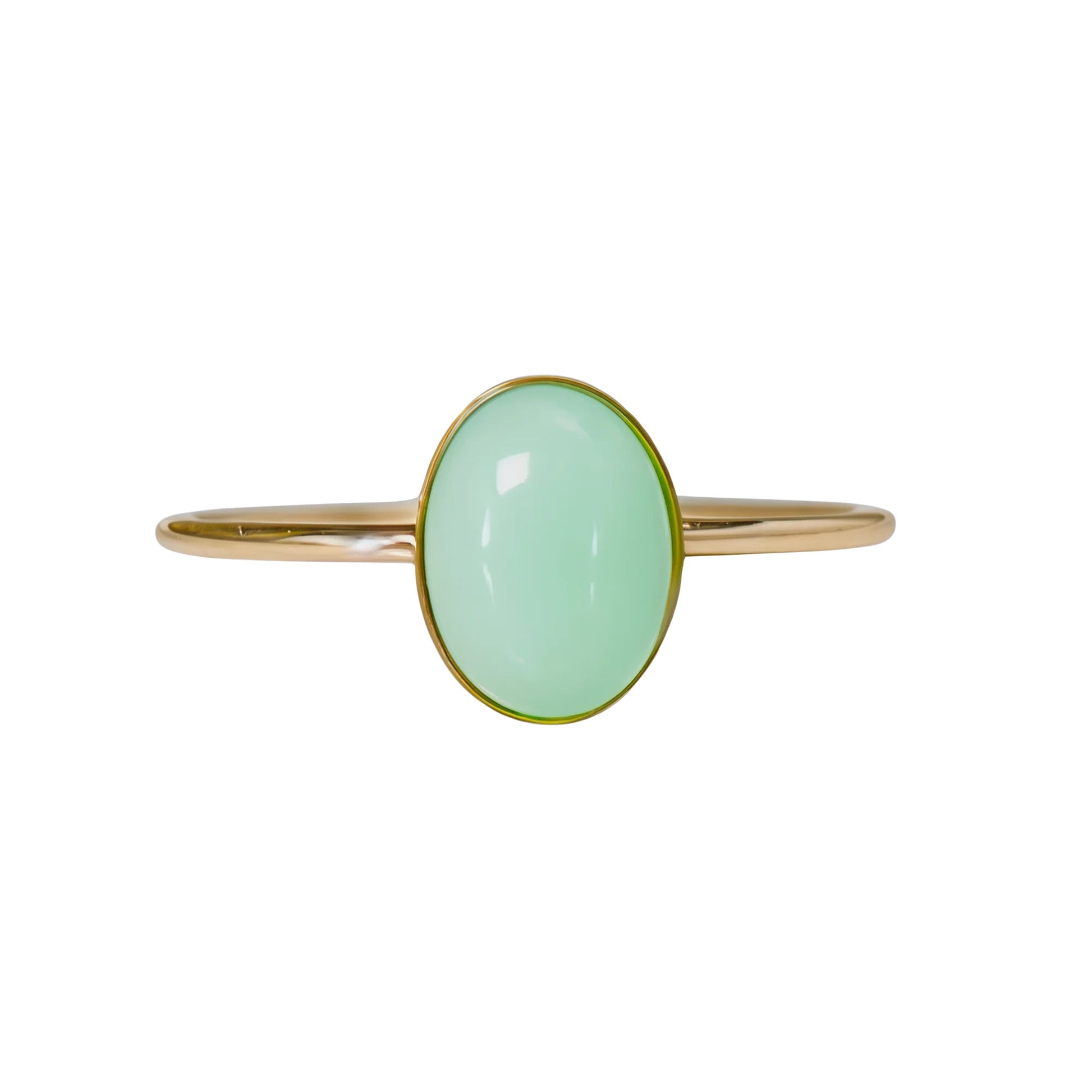 MXW natural oval chrysoprase August birthstone stacking ring in 14K gold-filled metal